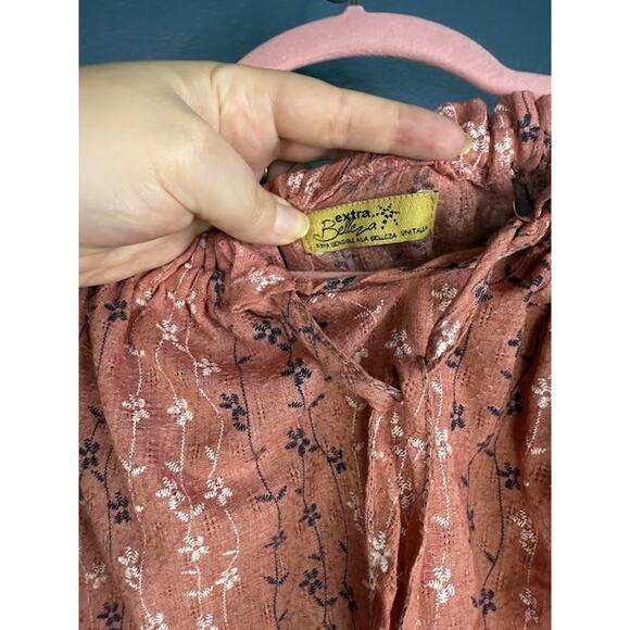 Extra Belleza Top Women's Size Small Bell Sleeve Boho Floral Airy Western Shirt - Picture 4 of 7